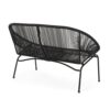 Remma Loveseat, Outdoor Rattan, Basket Woven, Black Iron Frame, 52 Inch
