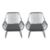 Ciao Accent Club Chair Set of 2, Outdoor Gray Cushions, Gray Rope and Steel