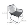 Ciao Accent Club Chair Set of 2, Outdoor Gray Cushions, Gray Rope and Steel
