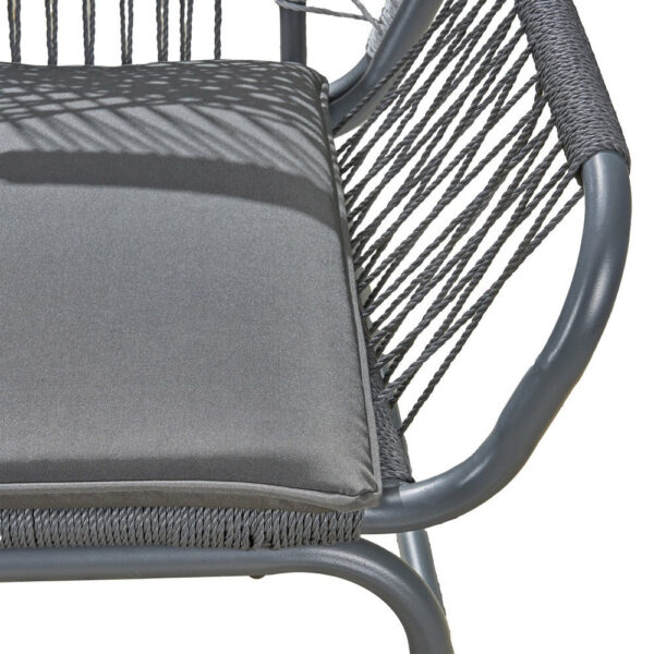 Ciao Accent Club Chair Set of 2, Outdoor Gray Cushions, Gray Rope and Steel