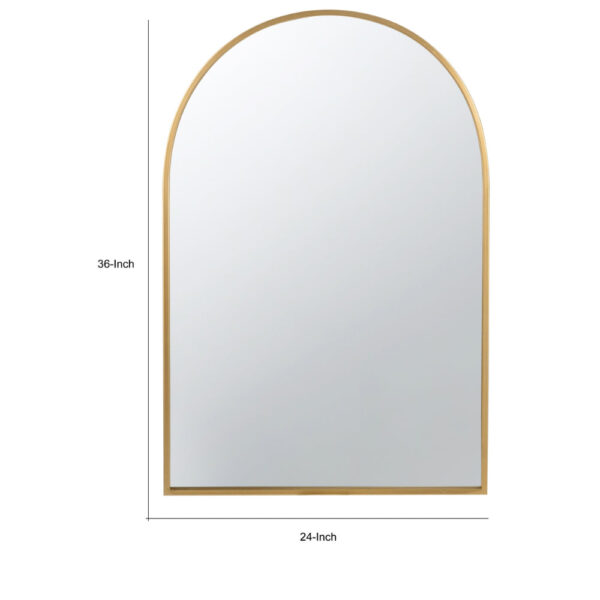 Cod 36 Inch Wall Mounted Mirror, Wide Arched Design Gold Metal Frame