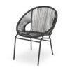 Sanu Outdoor Accent Chair Set of 2, PE Rattan, Black Iron, Round Backrests