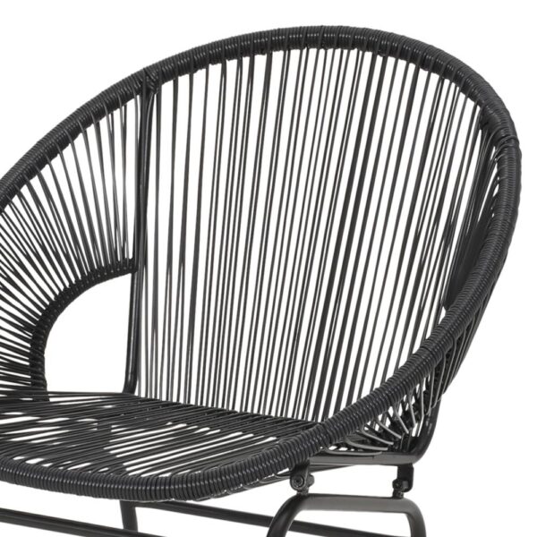 Sanu Outdoor Accent Chair Set of 2, PE Rattan, Black Iron, Round Backrests