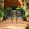 Sanu Outdoor Accent Chair Set of 2, PE Rattan, Black Iron, Round Backrests