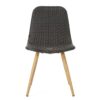 Illa Side Dining Chair, Modern Style Iron Legs, Dark Gray Wicker Rattan