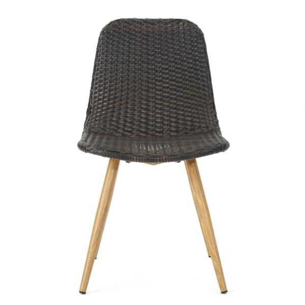Illa Side Dining Chair, Modern Style Iron Legs, Dark Gray Wicker Rattan