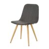 Illa Side Dining Chair, Modern Style Iron Legs, Dark Gray Wicker Rattan