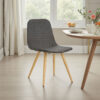 Illa Side Dining Chair, Modern Style Iron Legs, Dark Gray Wicker Rattan