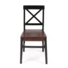 Ricks Dining Chair Set of 2, Crossed X Back, Acacia Wood, Dark Brown, Black