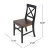 Ricks Dining Chair Set of 2, Crossed X Back, Acacia Wood, Dark Brown, Black