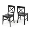 Ricks Dining Chair Set of 2, Crossed X Back, Curved Back Legs, Black Wood