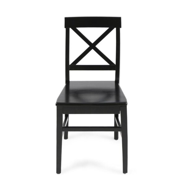 Ricks Dining Chair Set of 2, Crossed X Back, Curved Back Legs, Black Wood