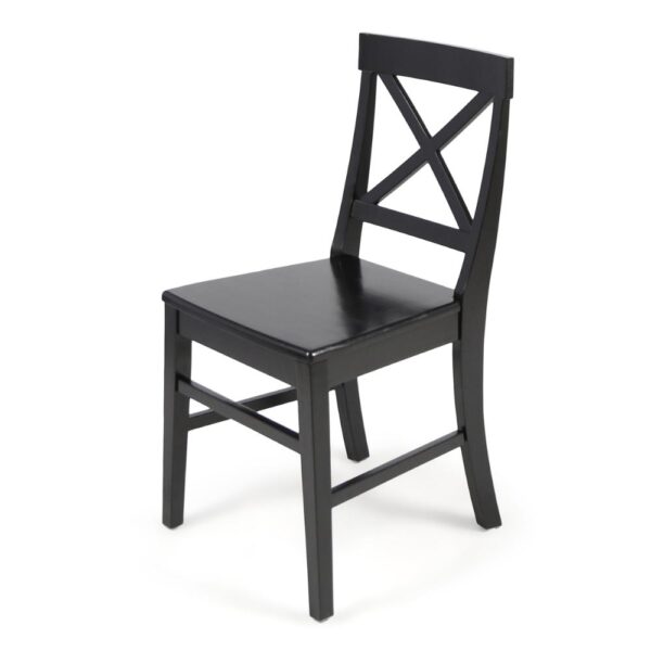 Ricks Dining Chair Set of 2, Crossed X Back, Curved Back Legs, Black Wood