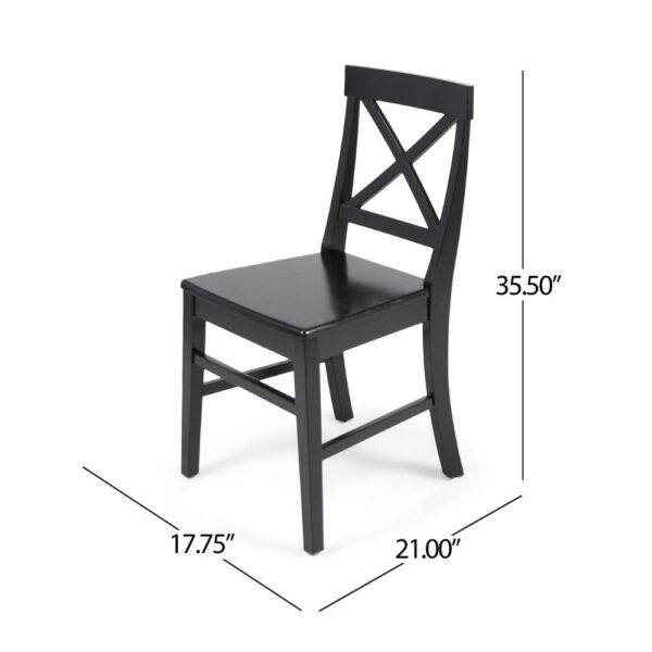 Ricks Dining Chair Set of 2, Crossed X Back, Curved Back Legs, Black Wood