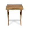 Harley Outdoor Side Table, X Legs, Square 18 Inch Brown Acacia Wood