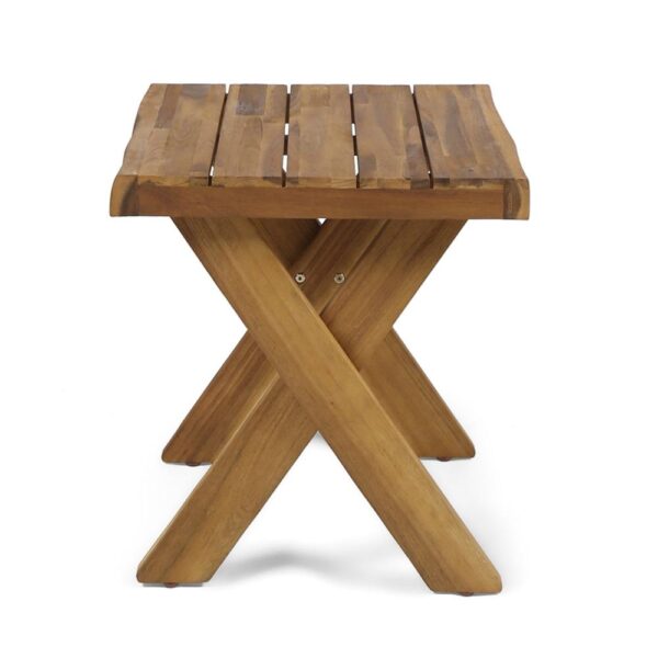 Harley Outdoor Side Table, X Legs, Square 18 Inch Brown Acacia Wood