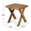 Harley Outdoor Side Table, X Legs, Square 18 Inch Brown Acacia Wood