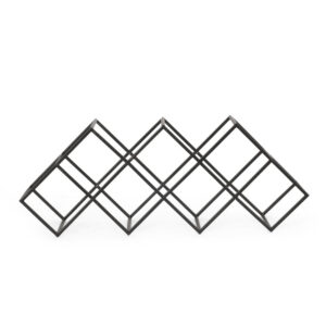 Wine Rack with Diamond Slots, 24 Inch Compact Design, Matte Black