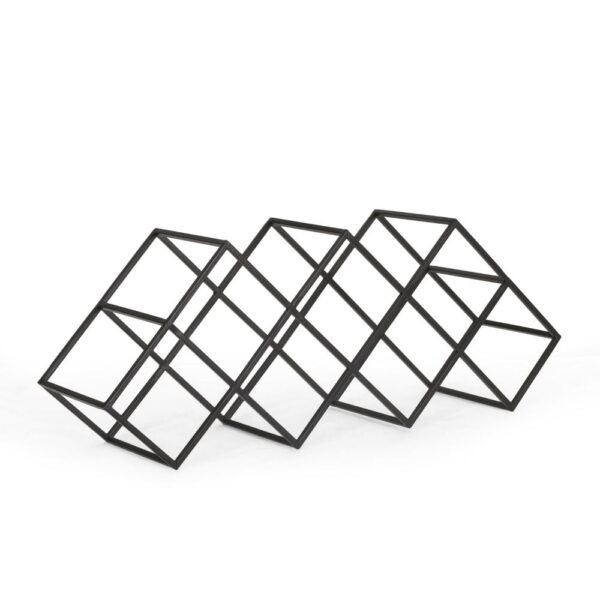 Wine Rack with Diamond Slots, 24 Inch Compact Design, Matte Black