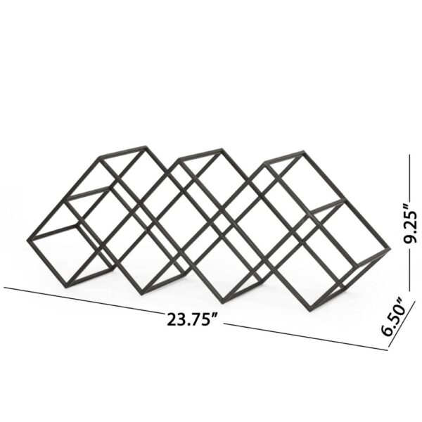 Wine Rack with Diamond Slots, 24 Inch Compact Design, Matte Black