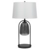31 Inch Table Lamp, Crackled Black Glass w Night Light, White Shade