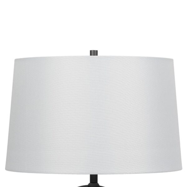 31 Inch Table Lamp, Crackled Black Glass w Night Light, White Shade