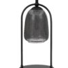 31 Inch Table Lamp, Crackled Black Glass w Night Light, White Shade