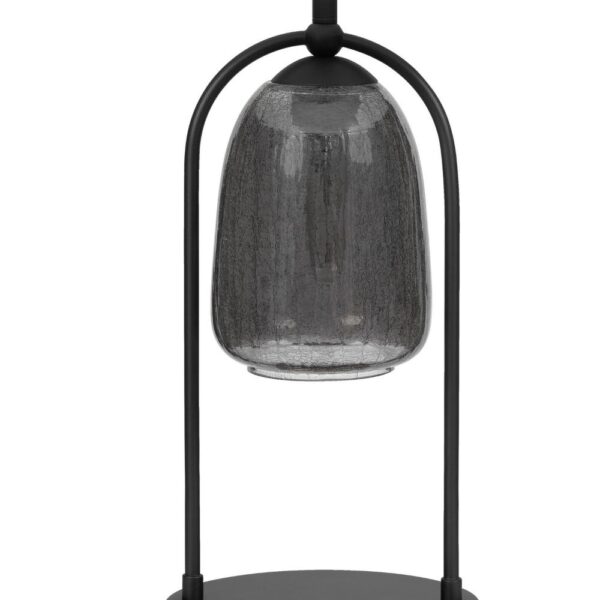 31 Inch Table Lamp, Crackled Black Glass w Night Light, White Shade