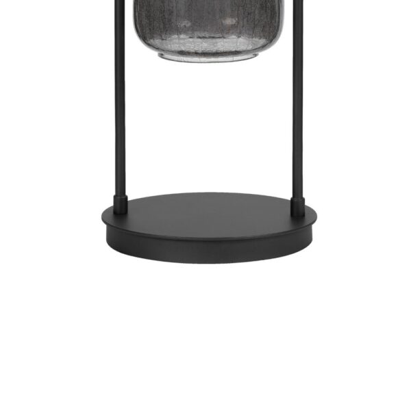 31 Inch Table Lamp, Crackled Black Glass w Night Light, White Shade