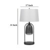31 Inch Table Lamp, Crackled Black Glass w Night Light, White Shade
