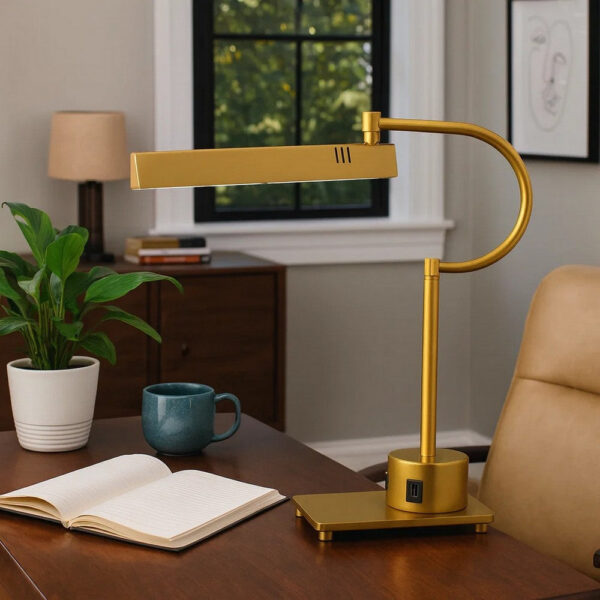 Hoso 18 Inch Desk Lamp, 2 USB Ports, AdjusDesk Bronze Metal Frame