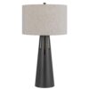 Tiy 30 Inch Table Lamp, White Hardback Drum Shade, Gray Iron Cone Base