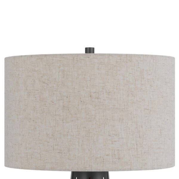 Tiy 30 Inch Table Lamp, White Hardback Drum Shade, Gray Iron Cone Base