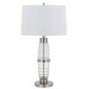 Maci 29 Inch Table Lamp, Accent Crackled Clear Glass, White Drum Shade