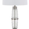 Maci 29 Inch Table Lamp, Accent Crackled Clear Glass, White Drum Shade