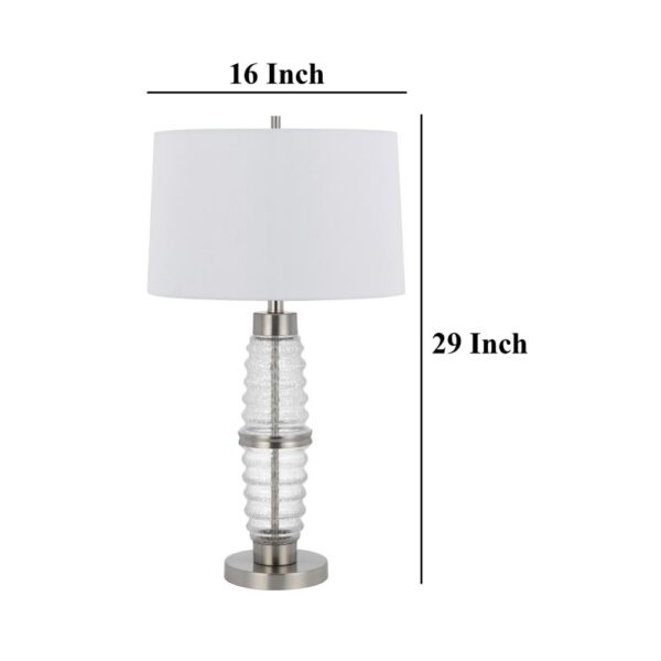 Maci 29 Inch Table Lamp, Accent Crackled Clear Glass, White Drum Shade