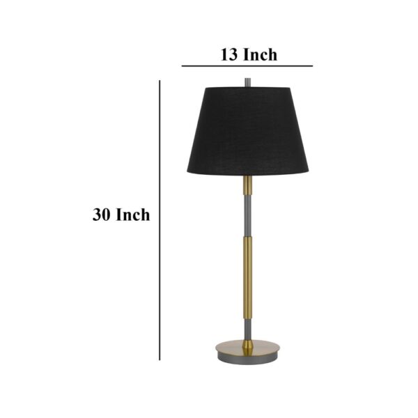 Siu 30 Inch Table Lamp, Gold Metal Thin Pole w Finial, Black Shade