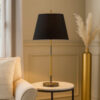 Siu 30 Inch Table Lamp, Gold Metal Thin Pole w Finial, Black Shade