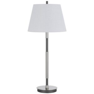 Siu 30 Inch Table Lamp, Chrome Metal Thin Pole w Finial, White Shade