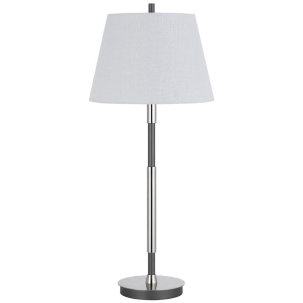 Siu 30 Inch Table Lamp, Chrome Metal Thin Pole w Finial, White Shade