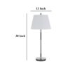 Siu 30 Inch Table Lamp, Chrome Metal Thin Pole w Finial, White Shade