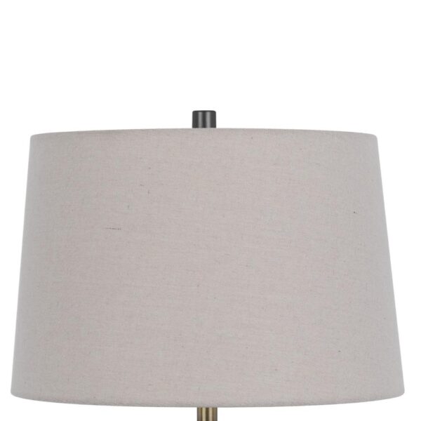 Wenu 29 Inch Table Lamp, Accent Frosted Glass Base, White Fabric Shade