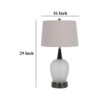 Wenu 29 Inch Table Lamp, Accent Frosted Glass Base, White Fabric Shade