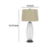 Leno 32 Inch Table Lamp, Leaf Pattern Clear Glass Base, Beige Shade