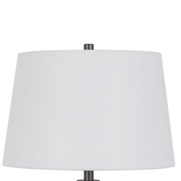 Hay 33 Inch Table Lamp, Diamond Pattern Glass Base, White Fabric Shade
