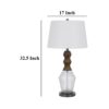 Hay 33 Inch Table Lamp, Diamond Pattern Glass Base, White Fabric Shade