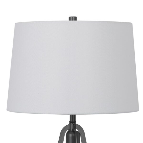 Leya 30 Inch Table Lamp, Lantern Style Glass Base, White Fabric Shade