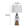 Leya 30 Inch Table Lamp, Lantern Style Glass Base, White Fabric Shade