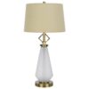 Rizo 32 Inch Table Lamp, Tapered Style Frosted Glass Base, Beige Shade