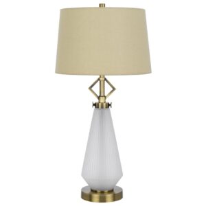Rizo 32 Inch Table Lamp, Tapered Style Frosted Glass Base, Beige Shade